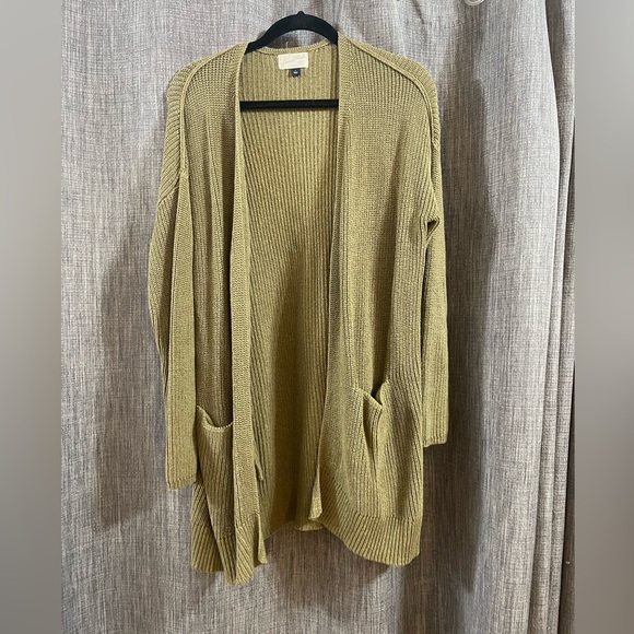 Olive Green Women's Open Front Sweater - Picture 1 of 2